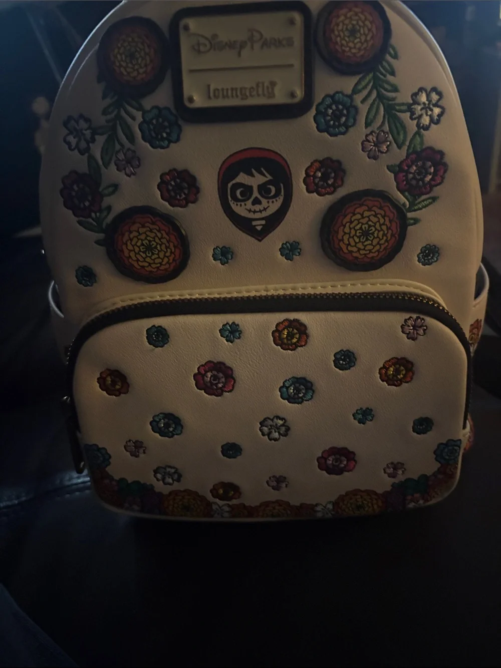 Coco Loungefly Cream Floral Embroidered Mini Backpack